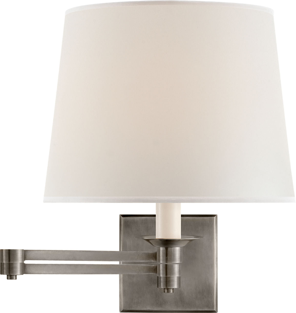 Evans Swing Arm Sconce | Antique Nickel | Percale Shade