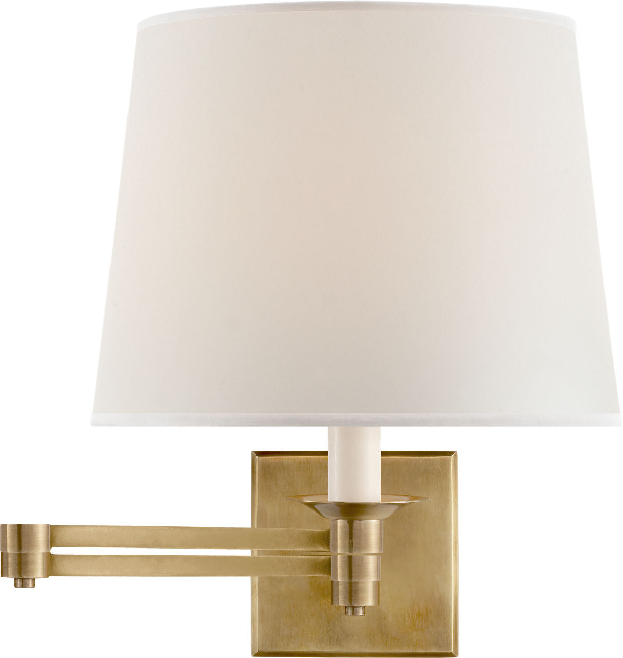 Evans Swing Arm Sconce | Natural Brass | Percale Shade