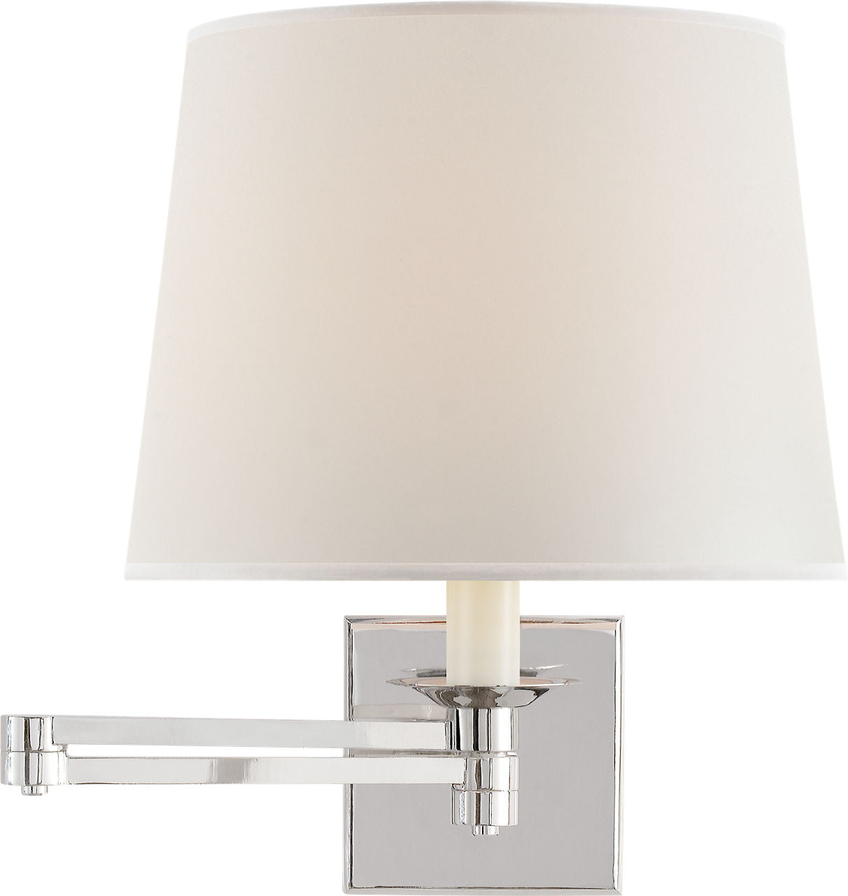 Evans Swing Arm Sconce | Polished Nickel | Percale Shade