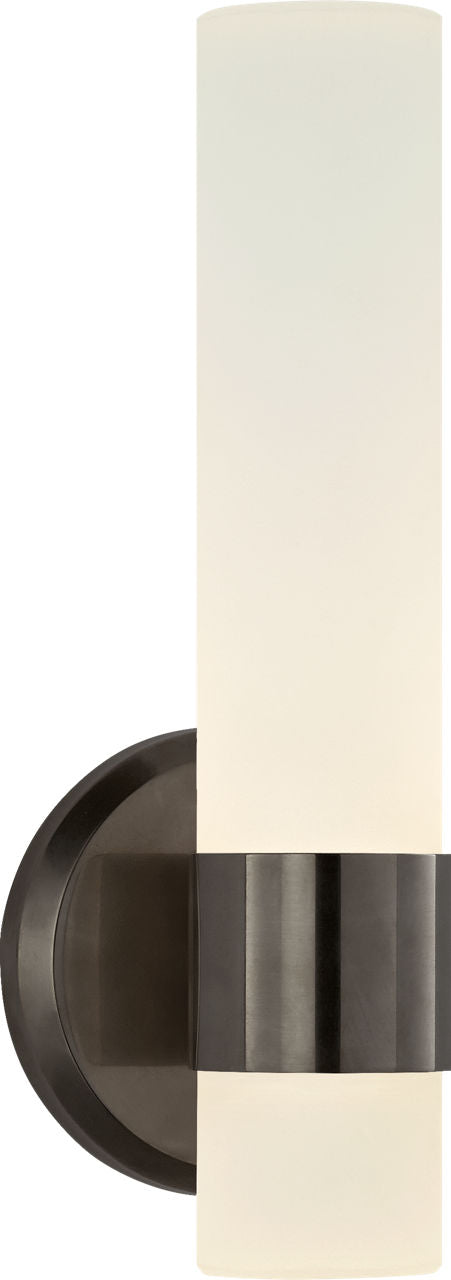 Barton Single Arm Sconce | Bronze | Etched Crystal