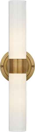 Jones Medium Double Sconce | Natural Brass | White Glass