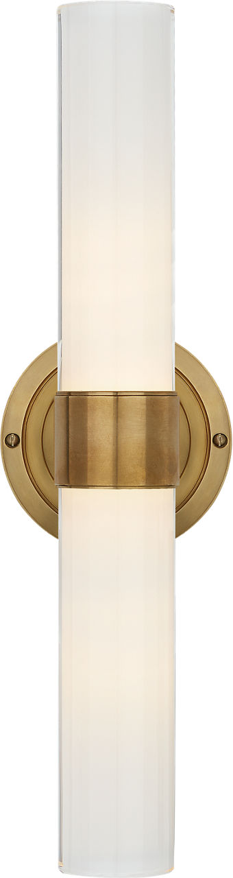 Jones Medium Double Sconce | Natural Brass | White Glass
