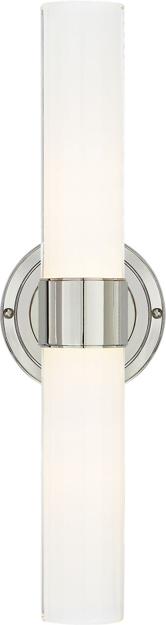 Jones Medium Double Sconce | Polished Nickel | White Glass