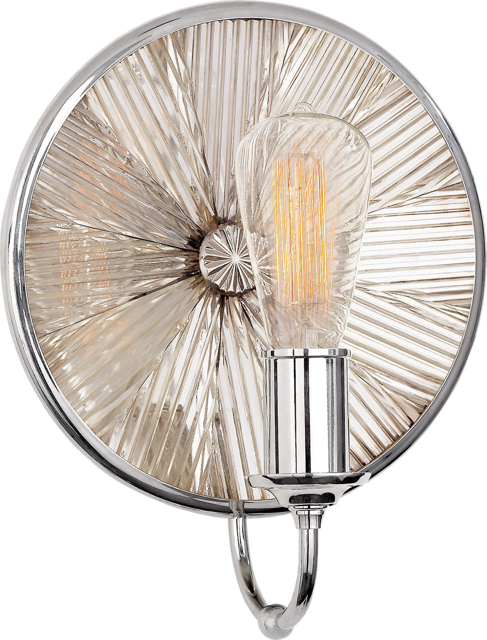 Rivington Small Round Sconce | Polished Nickel | Ribbed Mirror