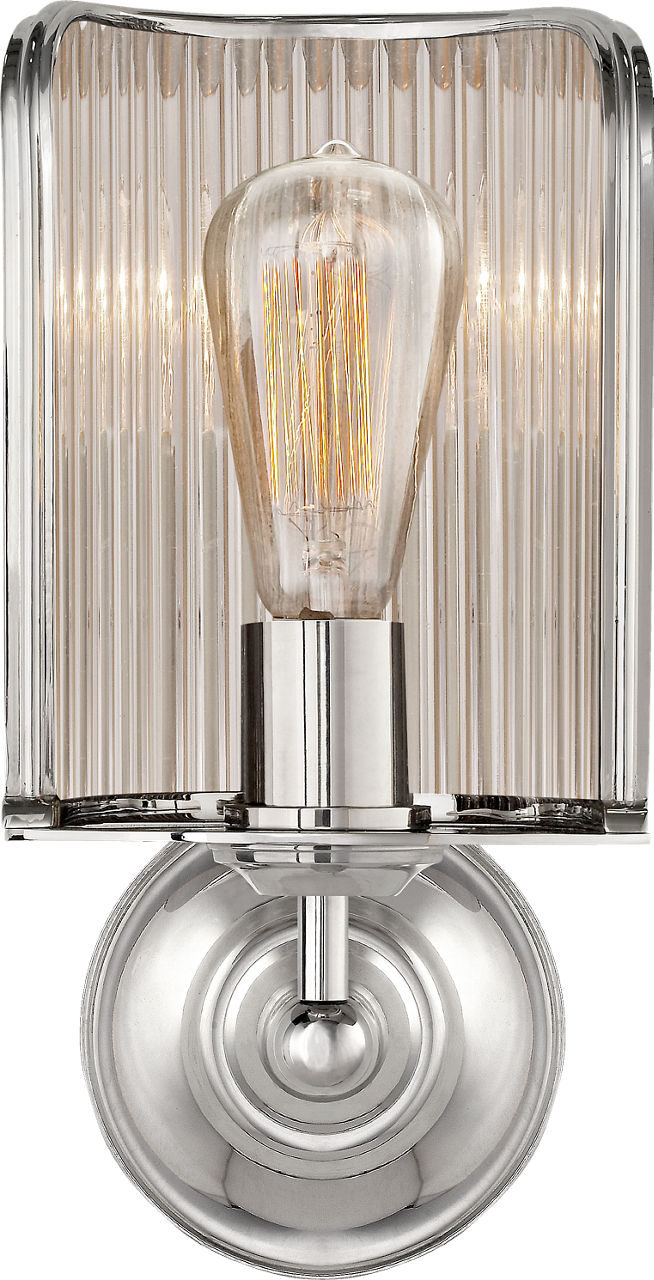 Rivington Shield Sconce | Polished Nickel | Ribbed Mirror