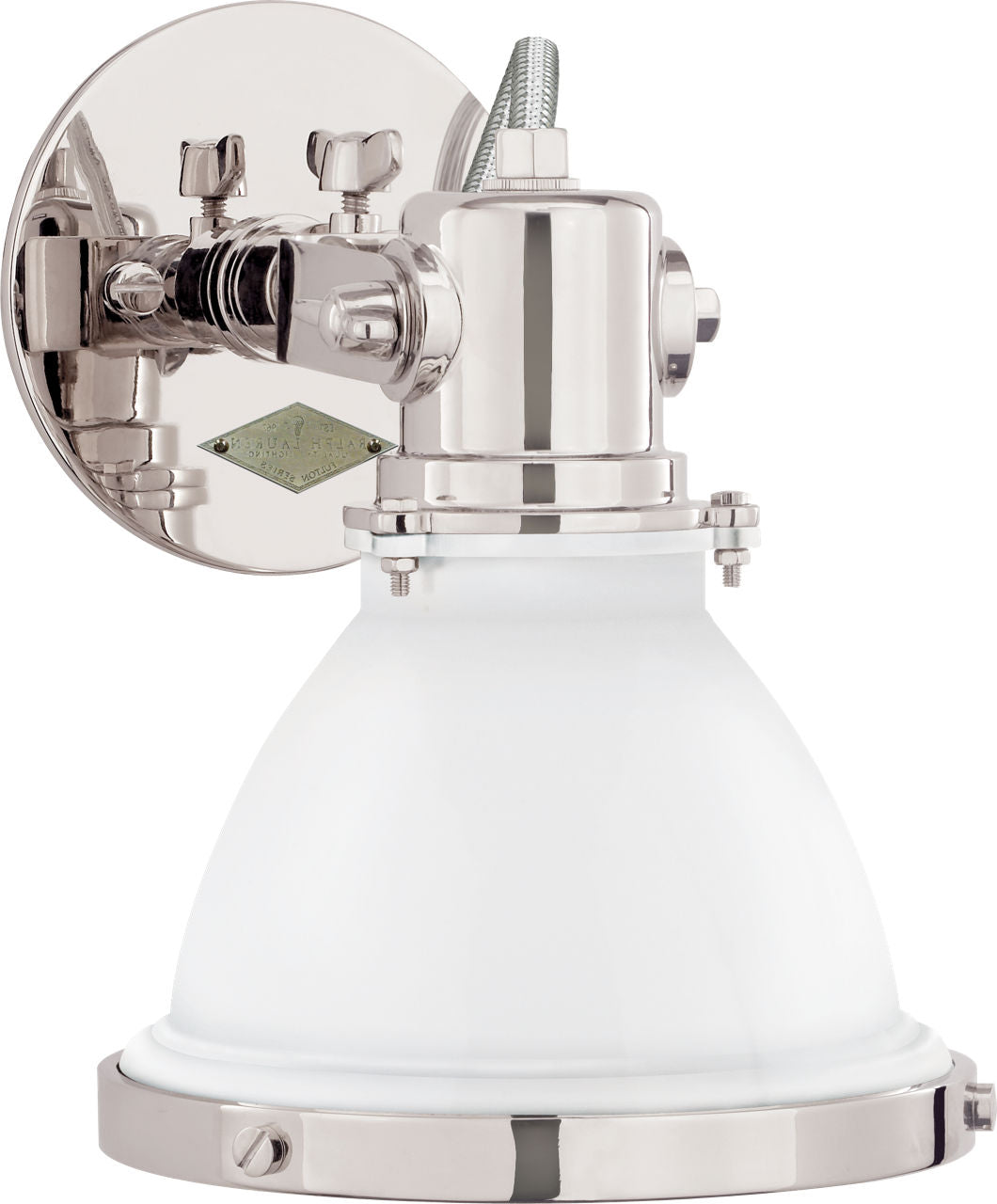 Fulton Small Sconce | Polished Nickel | White Enamel Shade