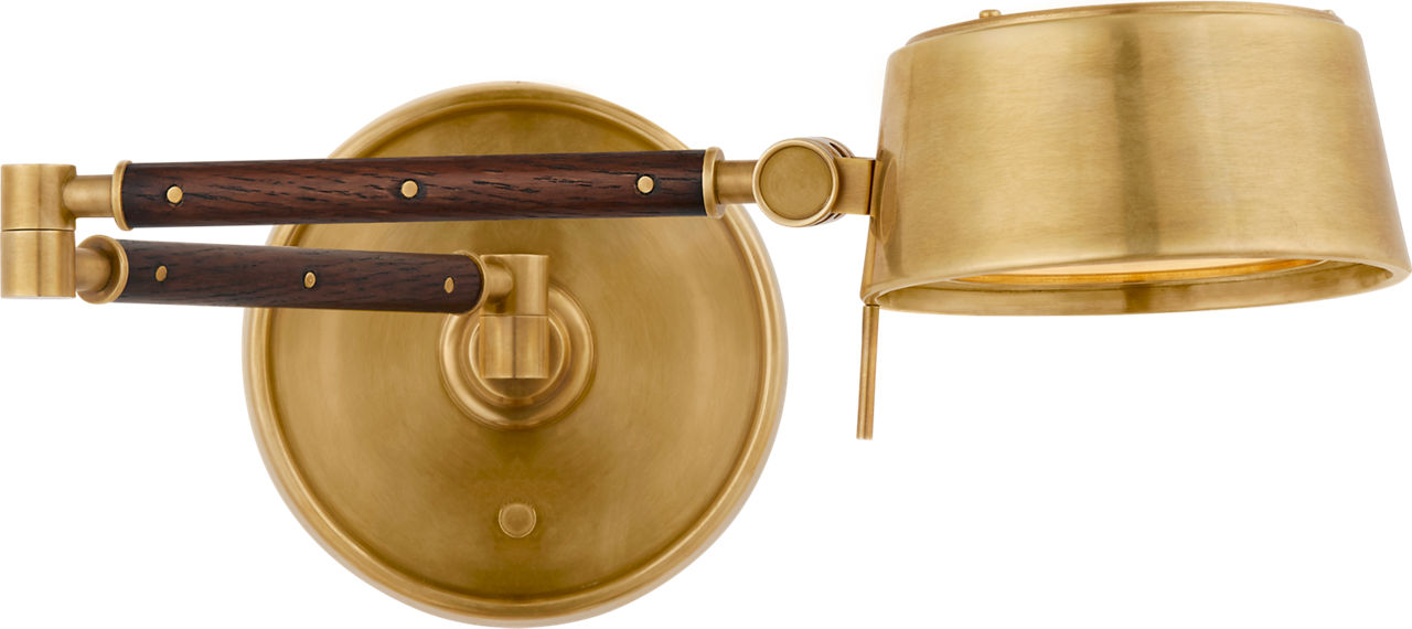 Alaster Articulating Wall Light | Natural Brass and Natural Rift Oak