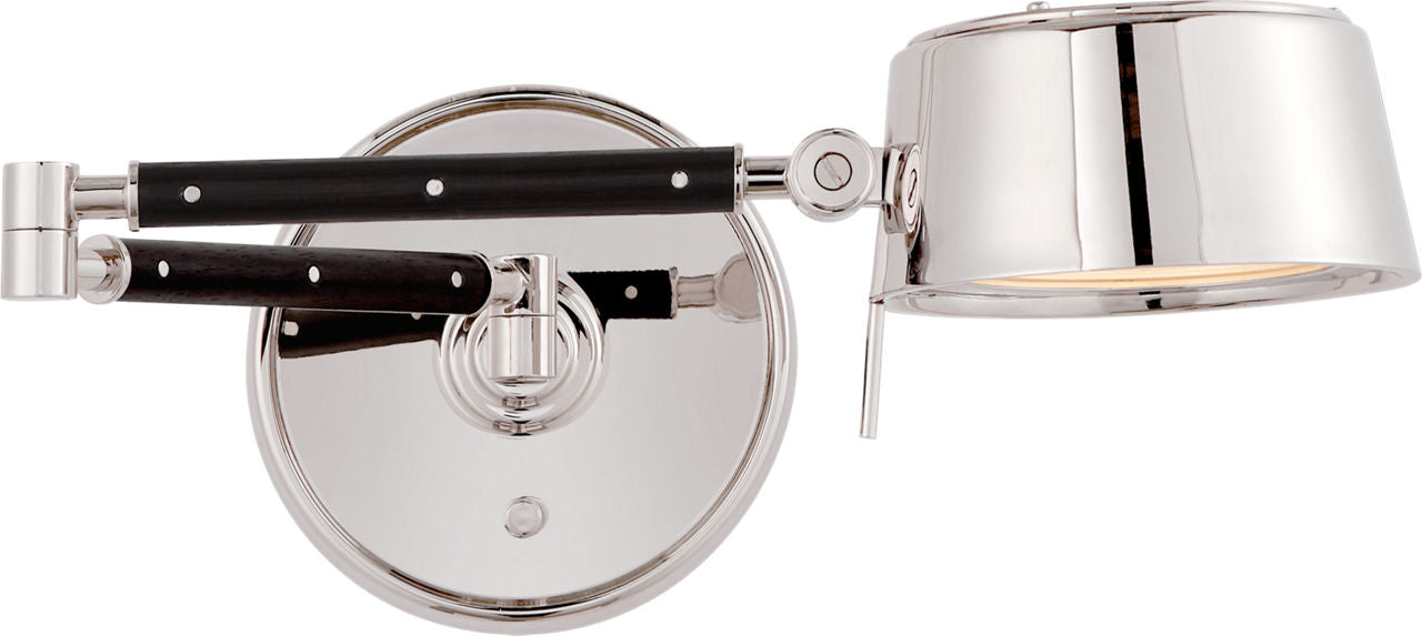 Alaster Articulating Wall Light | Polished Nickel and Black Ebony