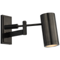 Grant 8" Articulating Wall Light | Bronze and Chocolate Leather | Industrial Prismatic Glass