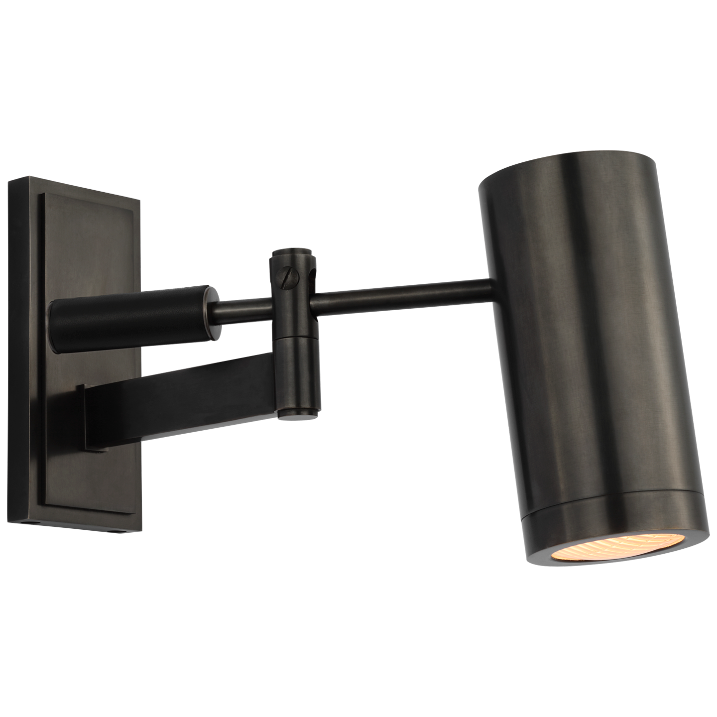 Grant 8" Articulating Wall Light | Bronze and Chocolate Leather | Industrial Prismatic Glass