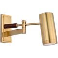 Grant 8" Articulating Wall Light | Natural Brass and Saddle Leather | Industrial Prismatic Glass