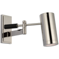 Grant 8" Articulating Wall Light | Polished Nickel and Chocolate Leather | Industrial Prismatic Glass