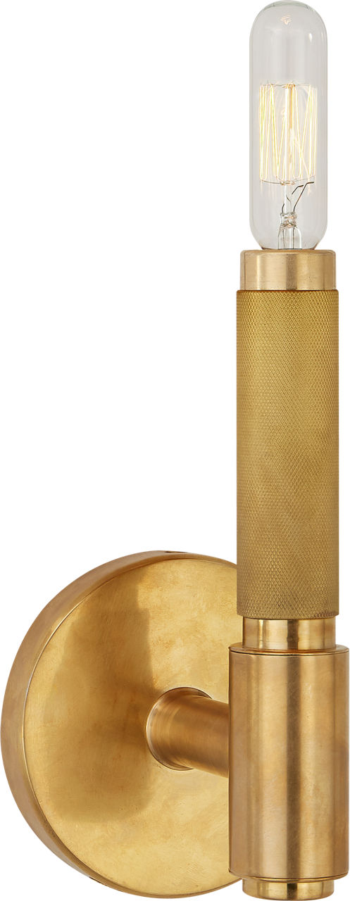 Barrett Small Single Knurled Sconce | Natural Brass