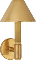 Barrett Small Single Knurled Sconce | Natural Brass | Natural Brass Shades