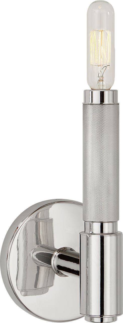 Barrett Small Single Knurled Sconce | Polished Nickel