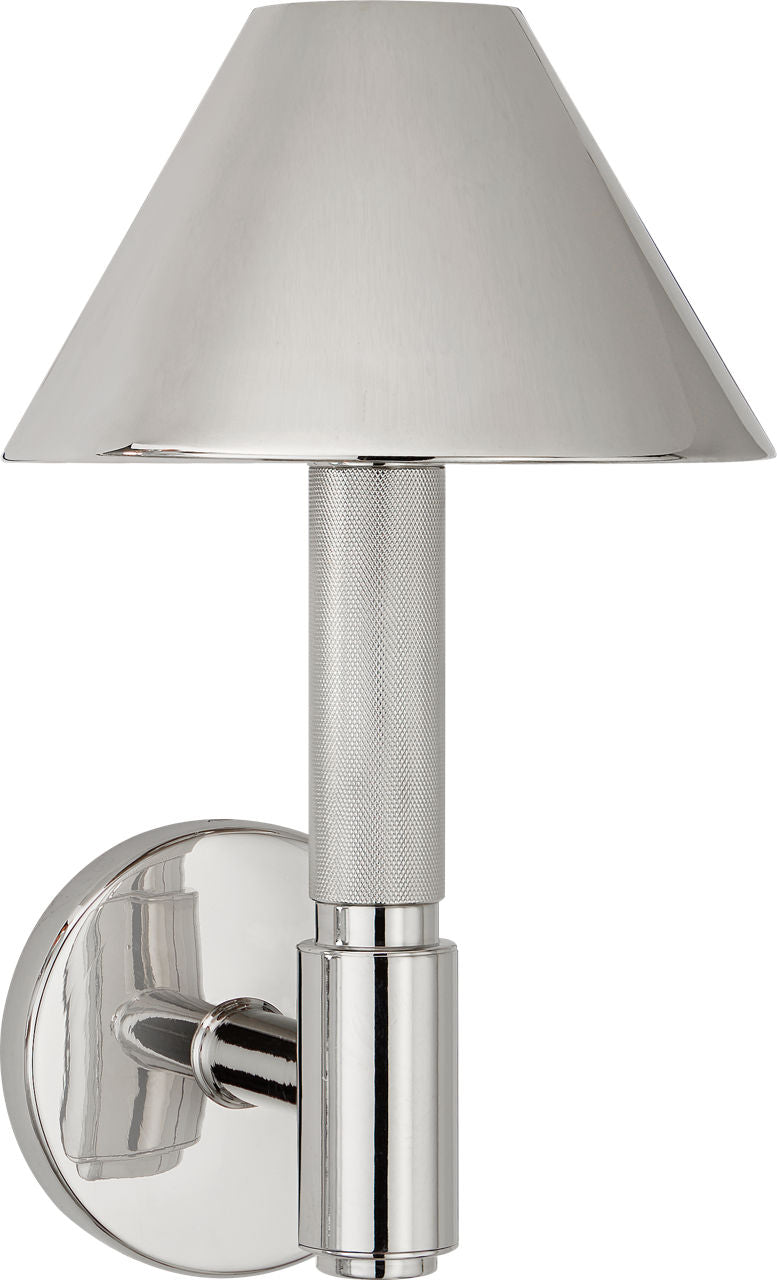 Barrett Small Single Knurled Sconce | Polished Nickel | Polished Nickel Shades