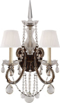 Adrianna Double Sconce | Antique Gild and Antiqued Crystal and Silk Shades