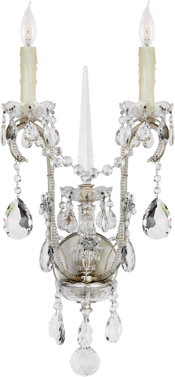 Alessandra Large Chandelier Sconce | Antique Silver Leaf | Crystal