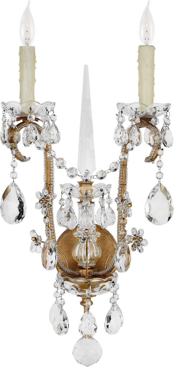 Alessandra Large Chandelier Sconce | Gilded Iron | Crystal