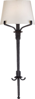 Allegra Medium Torch Tail Sconce | Aged Iron | Linen Shade