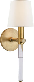 Sable Tail Sconce | Crystal and Natural Brass | Linen Shade