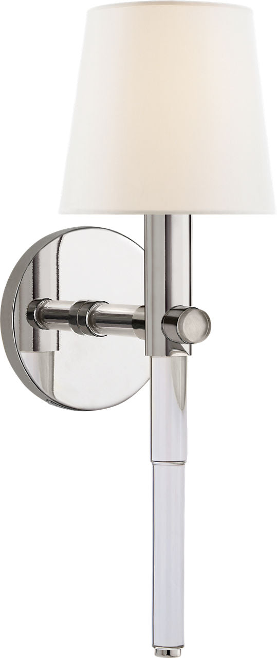 Sable Tail Sconce | Crystal and Polished Nickel | Linen Shade