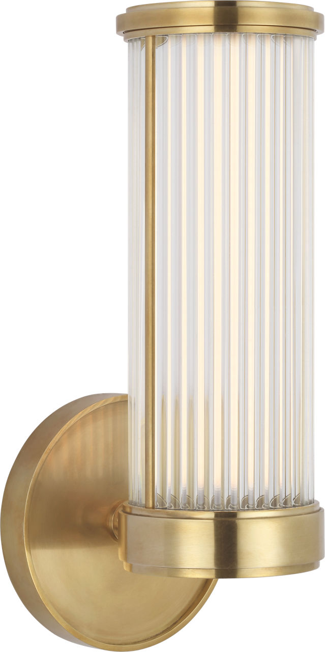 Ranier Single Bath Light | Natural Brass | Clear Glass Rods