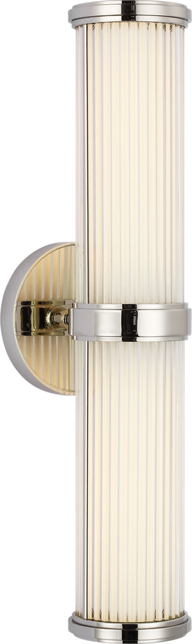 Ranier Double Bath Light | Polished Nickel | Clear Glass Rods