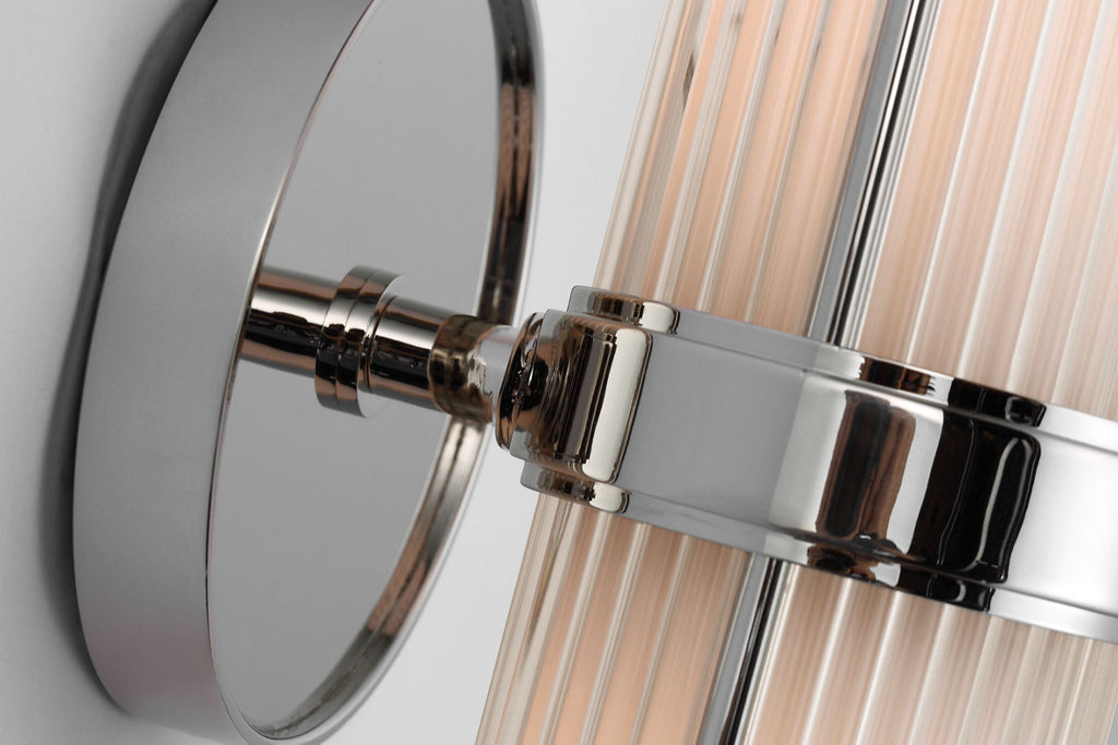Ranier Double Bath Light | Polished Nickel | Clear Glass Rods