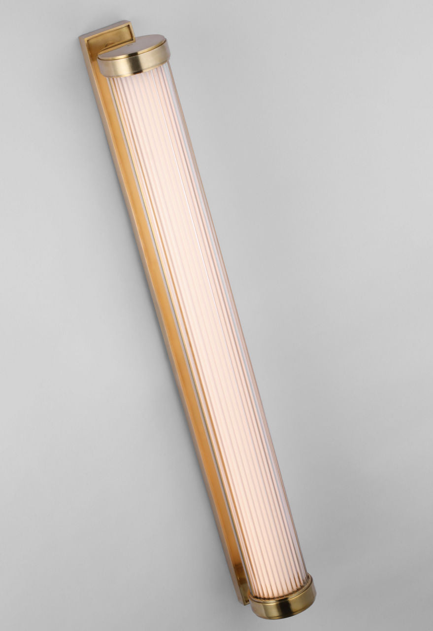 Ranier 30" Linear Bath Light | Natural Brass | Clear Glass Rods
