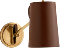 Benton Single Library Sconce | Natural Brass | Saddle Leather Shade