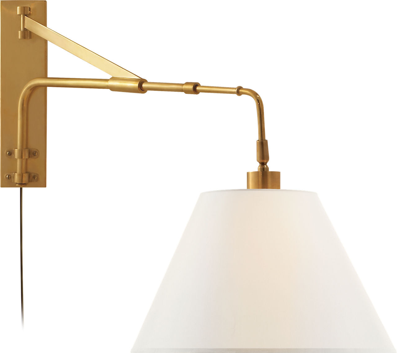 Brompton Extension Swing Arm | Natural Brass | Linen Shade