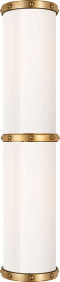Bleeker Double Bath Sconce | Natural Brass | White Glass