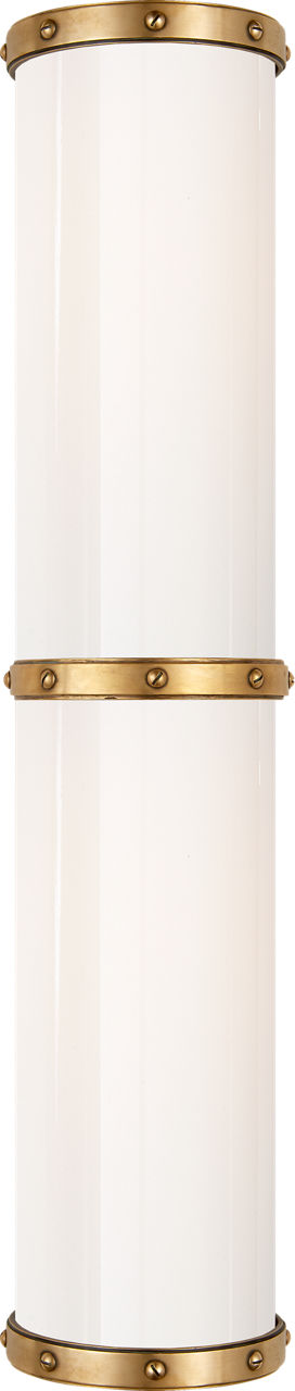 Bleeker Double Bath Sconce | Natural Brass | White Glass