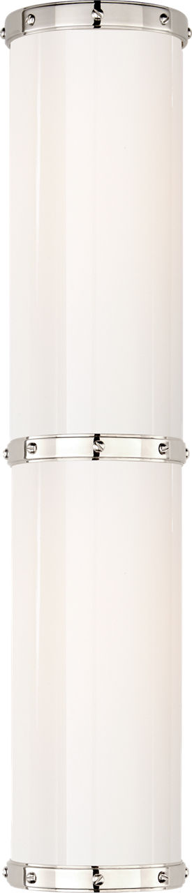 Bleeker Double Bath Sconce | Polished Nickel | White Glass