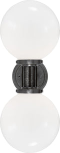 McCarren Double Sconce | Bronze | White Glass