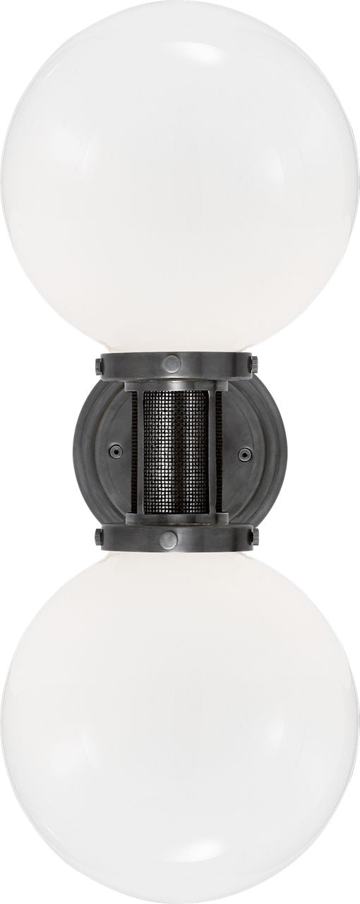 McCarren Double Sconce | Bronze | White Glass