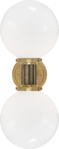 McCarren Double Sconce | Natural Brass | White Glass