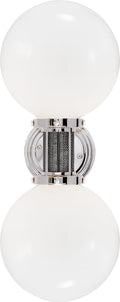 McCarren Double Sconce | Polished Nickel | White Glass