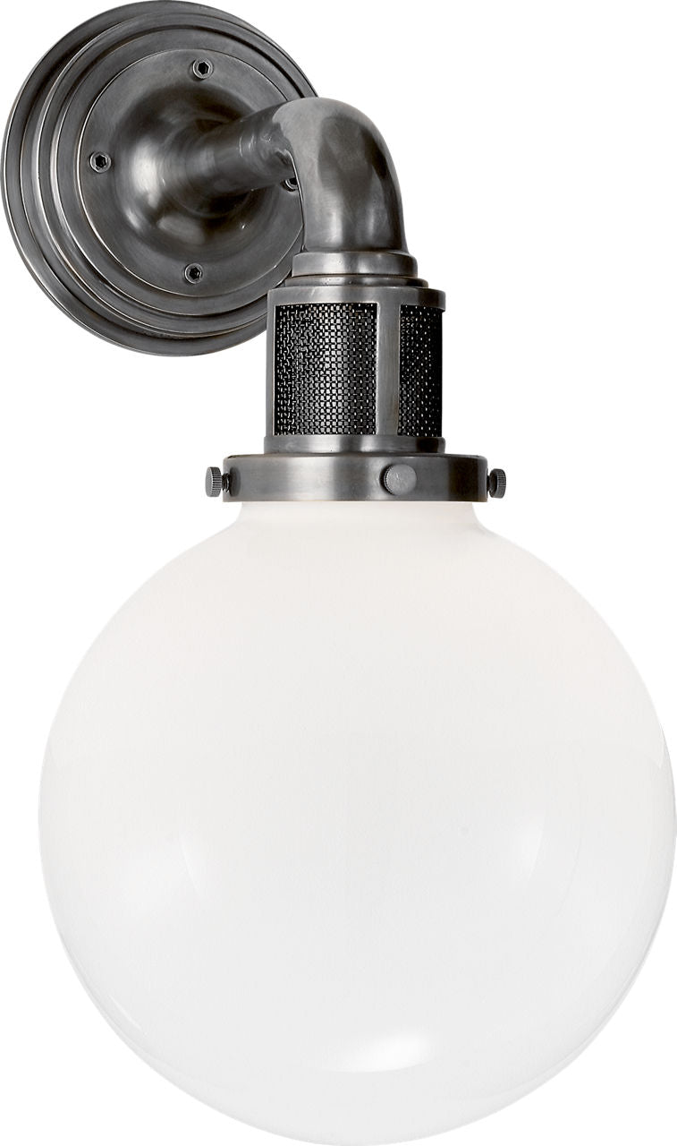 McCarren Single Sconce | Bronze | White Glass