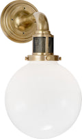 McCarren Single Sconce | Natural Brass | White Glass