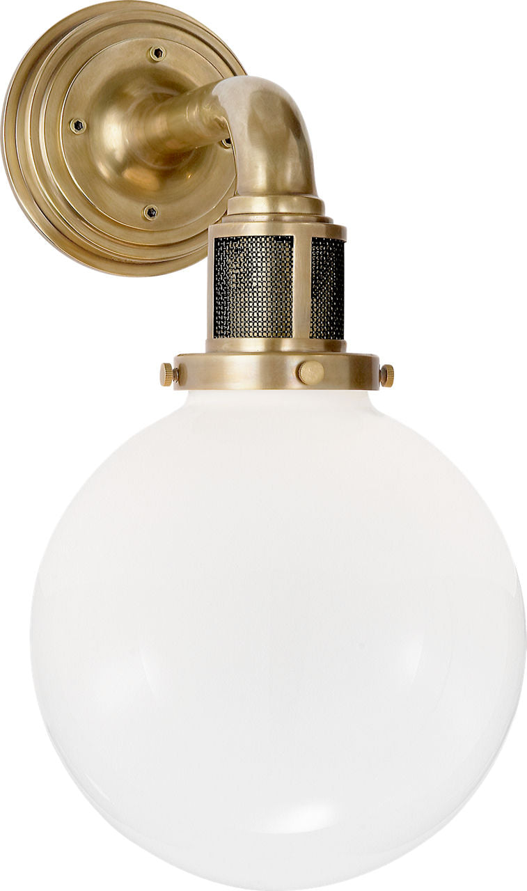 McCarren Single Sconce | Natural Brass | White Glass