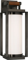 Northport Medium Bracketed Wall Lantern | Bronze and Teak | White Glass