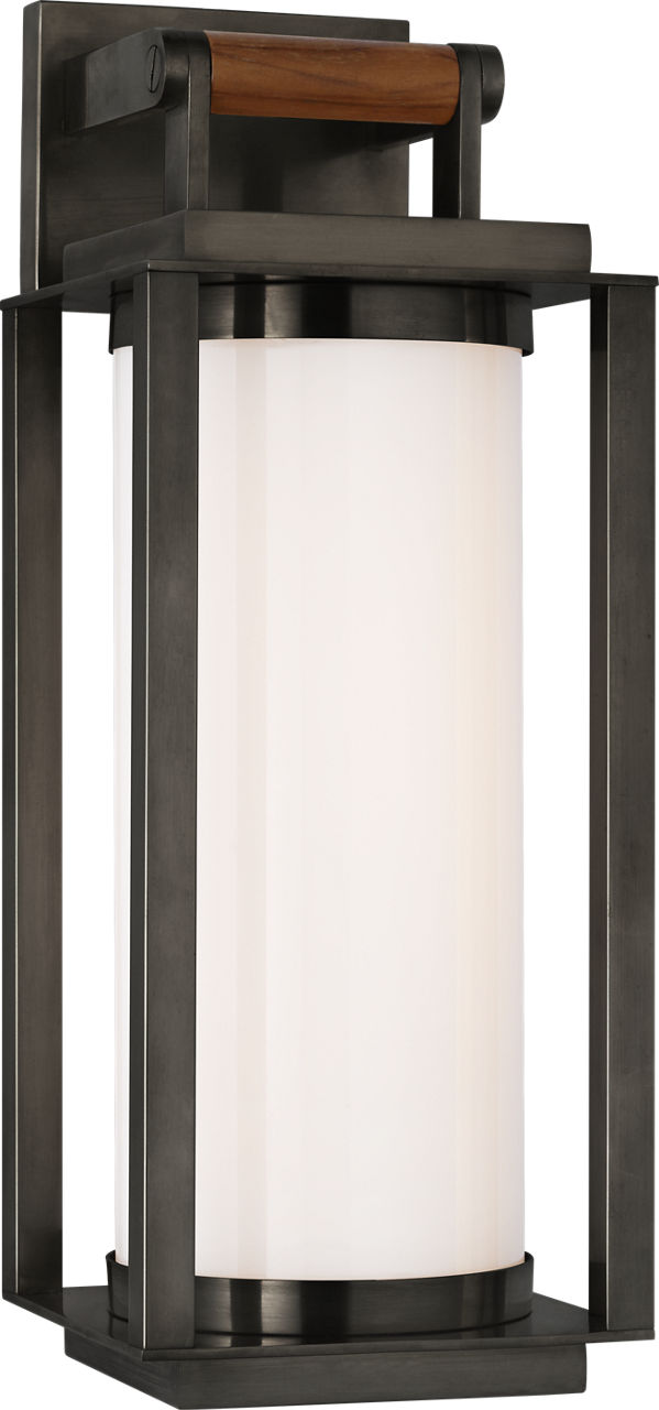 Northport Medium Bracketed Wall Lantern | Bronze and Teak | White Glass
