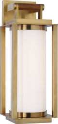 Northport Medium Bracketed Wall Lantern | Natural Brass and Teak | White Glass