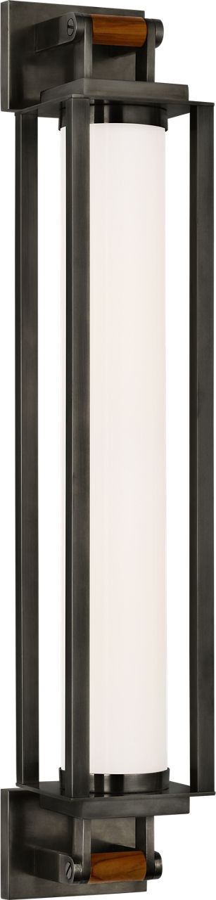 Northport 24" Linear Sconce | Bronze and Teak | White Glass