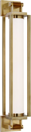Northport 24" Linear Sconce | Natural Brass and Teak | White Glass
