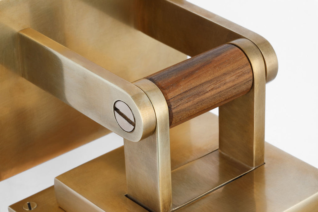 Northport 24" Linear Sconce | Natural Brass and Teak | White Glass