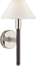 Radford Small Sconce | Polished Nickel and Black Ebony | Linen Shade
