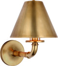 Dalfern Medium Single Sconce | Waxed Bamboo and Natural Brass | Natural Brass Shade